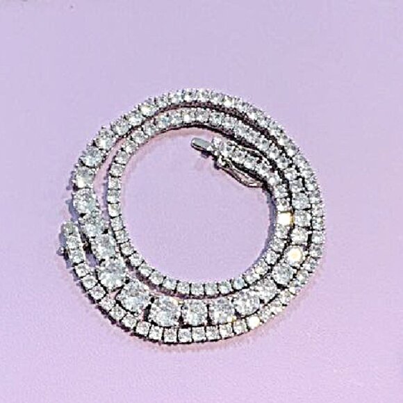 Elegant Diamondette Tennis Necklace, Graduated 16" - Picture 6 of 7